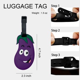ANINIUCN Eggplant Silicone Luggage Tag – Funny ID Label for Suitcases, Backpacks & Travel Bags – Fun Travel Accessory for Teens & Adults