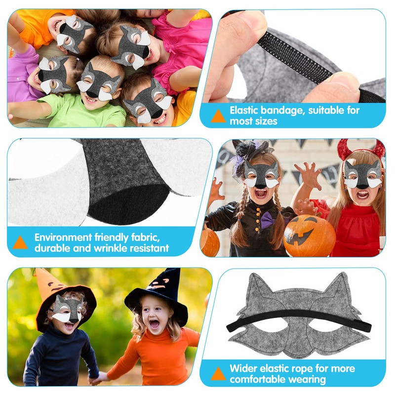 Nuobesty Pack of 3 Felt Wolf Face Masks Animal Masks