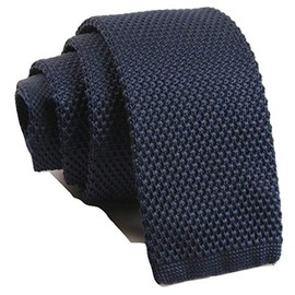 L&C®High Quality Men's Fashion Tie Knit Knitted Tie Slim Skinny Woven UK Seller (Navy)