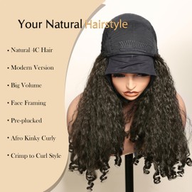 New Afro Curly Headband Wig Synthetic Braided Hair Texture with Unique Bouncy Curls in the End 20 Inch Soft Curly Headband Wigs for Black Women Dark Brown Blend Kinky 4C Hair