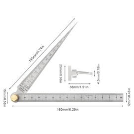 Smgda Taper Gage, 1-15mm Metric Stainless Steel Wedge Feeler Gauge, Door Gap Measuring Tool, Welding Gap Hole Taper Gauge Ruler, Depth Ruler for Hole/Gap/Depth Measuring Inspection (0.1mm)