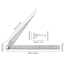 Smgda Taper Gage, 1-15mm Metric Stainless Steel Wedge Feeler Gauge, Door Gap Measuring Tool, Welding Gap Hole Taper Gauge Ruler, Depth Ruler for Hole/Gap/Depth Measuring Inspection (0.1mm)