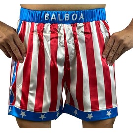 Rocky American Flag Boxing Shorts Apollo Creed Replica Short Trunks Worn by Balboa (L)