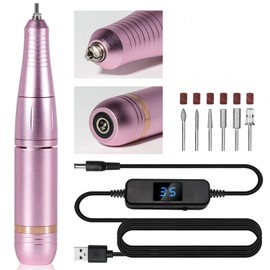 ARREBOL Nail Machine, Electric Nail Machine, Maximum 35,000 rpm, For Nail Machine Professionals, USB Powered, 12-Piece Set, Forward and Reverse Rotation, Stepless Speed Adjustment, Digital LCD Screen