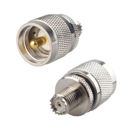 Futheda 2PCS Mini UHF Female to UHF Male PL259 SO239 Connector Mini UHF Female Plug to UHF Male Jack RF Coax Adapter Straight coaxial Converter for Coax Cable Antenna