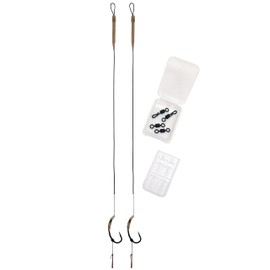 Carp On - 2 x CURVE SHORT READY RIGS Size 8 - Carbon Hooks / 25lb Camo Braid/Kickers Sleeves Tubes Swivels Extenders (Micro Barbed, 2 Rigs - Size 8 Hook) [37-3902-8]