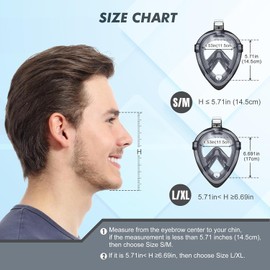 KUYOU Full Face Snorkel Mask, Snorkeling Gear for Adults Teens with Latest Dry Top Breathing System, Foldable 180°Panoramic View Snorkeling Mask Adult, Anti-Fog & Anti-Leak (Black Grey, S-M)