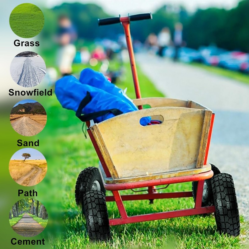 Tiousmoky 10" Flat Free Tires Solid Heavy Duty Tires Wheels,
