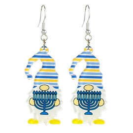 Hanukkah Acrylic Earrings Menorah Dreidel Star Drop Dangle Earrings for Women-Gnomes