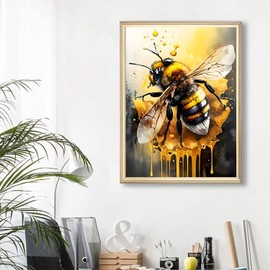 DPIDEA Diamond Painting Bee 5D Diamond Painting Bee Diamond Painting Pictures for Adults, DIY Diamond Painting Round Stones for Home Decor 30 x 40 cm