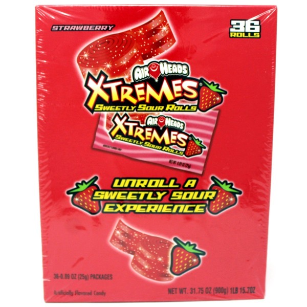 Airheads Xtremes Sweetly Sour Rolls - Strawberry Flavor - (36 - 0.89 Ounce Rolls)