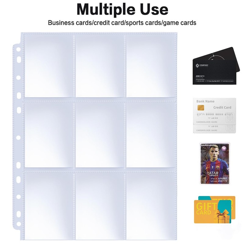 HERKKA Trading Card Sleeve Pages, 100 Pack 9 Pocket Album