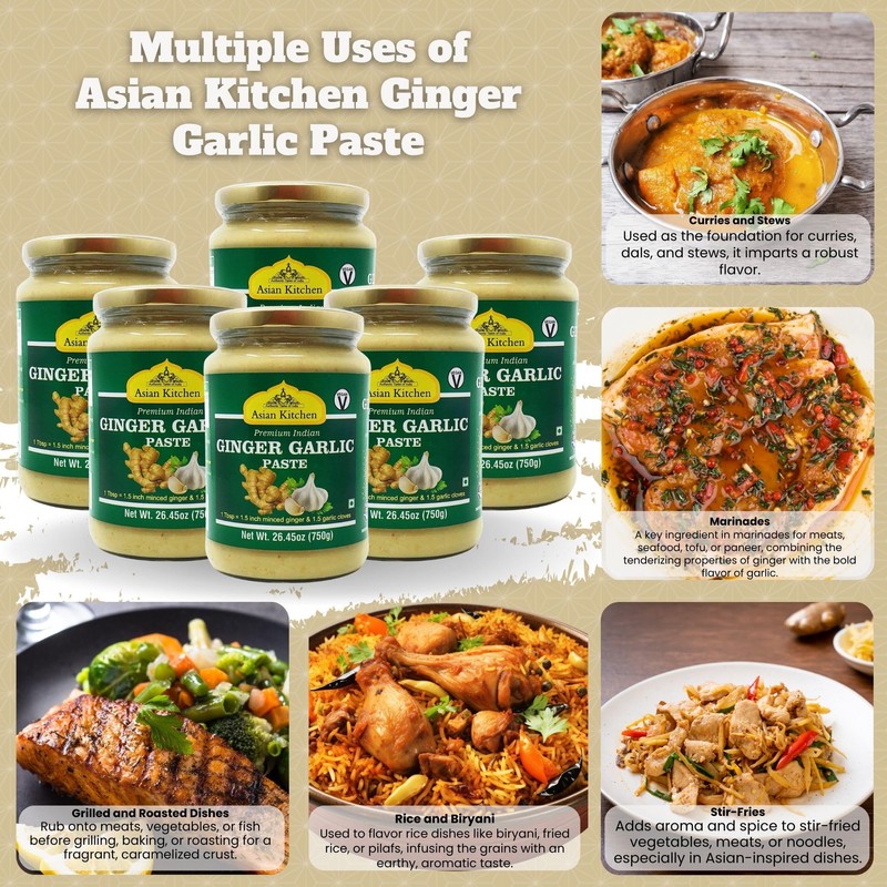 Asian Kitchen Ginger Garlic Cooking Paste 26.5oz (750g) Glass Jar,