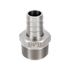 sourcing map Stainless Steel Barbed Fitting 3/4" NPT Male to
