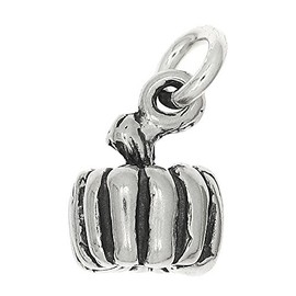 LGU Sterling Silver Oxidized Small 3D Pumpkin Charm