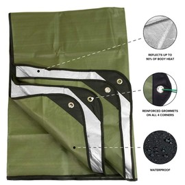 Arcturus Heavy Duty Survival Blanket – Insulated Thermal Reflective Tarp - 60" x 82". All-Weather, Reusable Emergency Blanket for Car or Camping (Olive Green)
