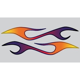 No. 2 Semi Truck Flame Decals - Flamin Grape - Old School Hot Rod Airbrushed Style - 2 pc. Set