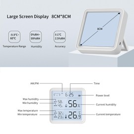 eMylo WiFi Thermometer Hygrometer Indoor Tuya Room Thermometer WiFi Temperature Sensor with Smart App and Data Recording for Baby Room, Greenhouse Accessories, Garage (8 cm x 8 cm)