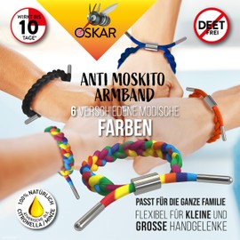 OSKAR - Stylisches Mückenschutz Armband Erwachsene, 1er Pack zur Mückenabwehr - Rainbow geflochten - Anti Mücken Schutz, extrem effektiv & Wiederverwendbar | Mückenarmband für Camping & Festival