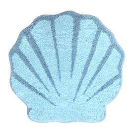 UNIBATH Seashell Bathroom Rugs and Mat Cute Beach Bath Mat for Kids Cartoon Sea Bathroom Decor Aqua Blue Bath Rugs Plush Non-Slip Foot Mat Absorbent Bathtub Rug Washable