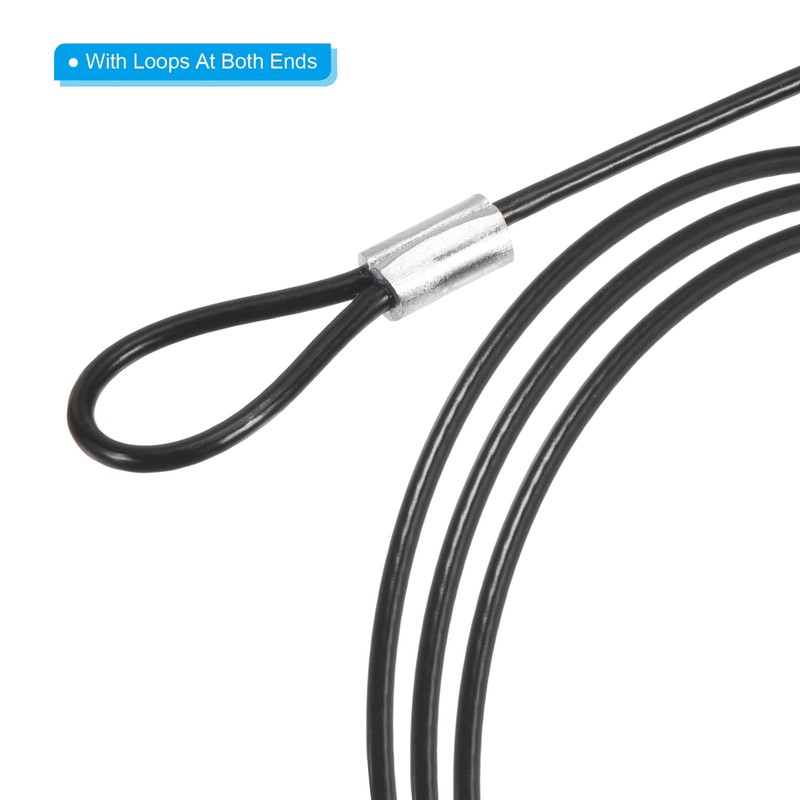 PATIKIL 3.3Ft Safety Cable Lock, 3 Pack Stainless Steel 2mm