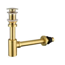 Gold, Badezimmer Waschbecken Stopper P-Trap Set, Edelstahl einstellbare Becken Abfall, Pop-Up Drain Kit für Badezimmer Waschbecken Waschbecken, ohne Überlauf Löcher
