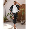 ABEWIP Men's Japanese Kimono Set Chinese Style Printed Open Front