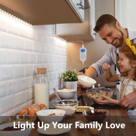 orgaror Motion Sensor LED Light Strip, Plug-in Under Cabinet Lights with Dimmer, Delay Timer for Kitchen Cabinet, Pantry, Laundry, Bedroom, Stairway