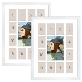 Golden State Art, 12x16 White Wood Frame - 13 Opening White Mat - Displays One 5x7 Photo and Twelve 2.5x3.5 Pictures - Collage Frame - Real Glass, Great for Displaying Collection Cards, 2 Pack