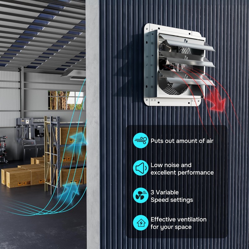 iPower 10 Inch Shutter Exhaust Fan High Speed 1650RPM 820CFM