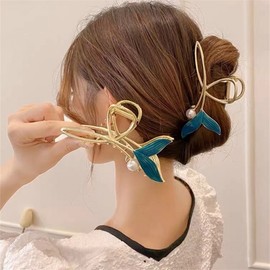 Exquisite Blue Pearl Automatic Hairpin for Updos & Half-Up Styles - Summer Free Size (Haetang Chwihan) Type 20ea