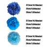 Blue Paper Flower Pom Poms Wall Decorations for Baby Showers,