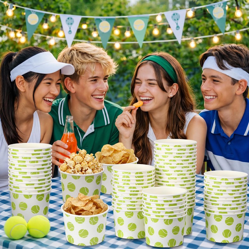 50 Pcs Tennis Party Decoration 9 oz Tennis Paper Cups