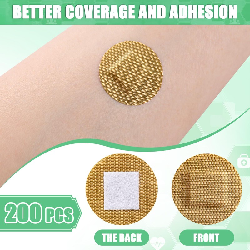 Funtery 200 Pcs Spot Adhesive Bandages 1.2 Inch Flexible Round