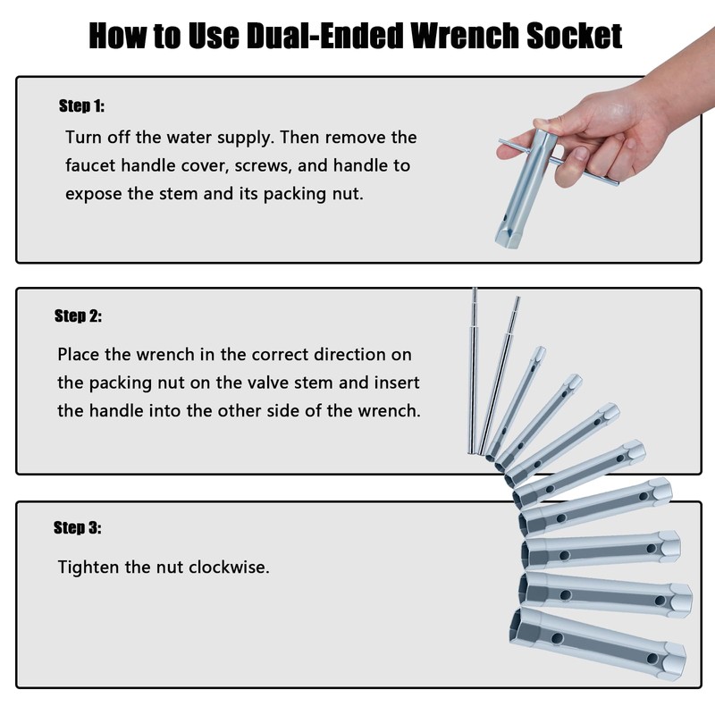 Dpwrrot Plumbers Spanner Wrench Set for Shower Valves and Spark
