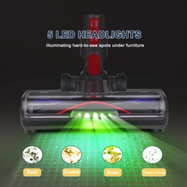 HESTIA Hardwood Floor Attachment for Dyson V7 V8 V10 V11 V15 SV10 SV12 SV14 Cordless Stick Vacuum Cleaners, V-Shaped Roller Brush, LED Headlights, Cleaner Head Replacement Parts (Green Light)