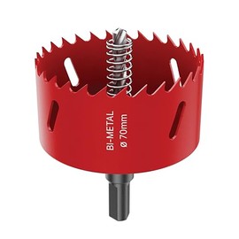DURI Bi-Metal Hole Saw | 70 mm | with Arbor and Pilot Bit - Smooth Fast Cutting for Wood, Plywood, Plastic, Drywall, Thin Metal Sheets, and More | Ideal for Ceiling Light Installation and DIY Projects
