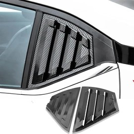 MUXEE 2Pcs Rear Side Window Louvers Air Vent Scoop Shades Cover Blinds Trim for Nissan sentra Sylphy 2020-2024 - ABS Carbon Fiber Sport Interior Accessories