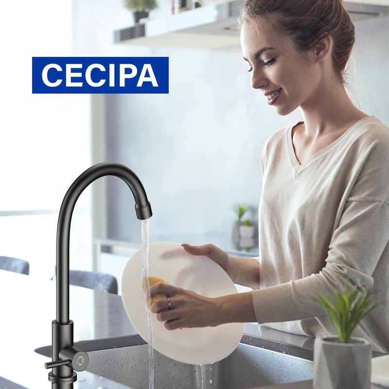 CECIPA Cold Water Tap Black, Tap Only for Cold Water