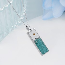 SCZKLAQ Turquoise Necklace 925 Sterling Silver Turquoise Jewelry for Women Mustard Seed Necklace for Women Christian Faith Jewelry