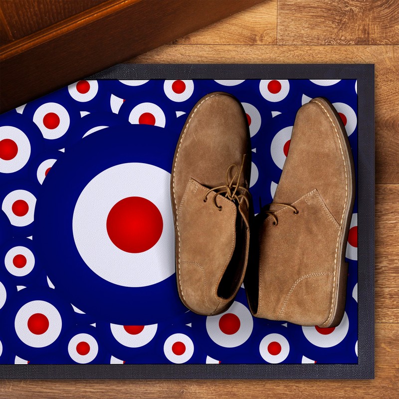 L&S PRINTS Mod Target Blue White & Red Design -