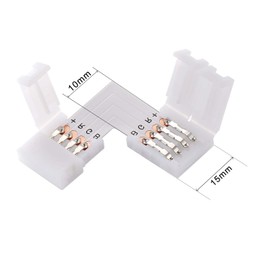 EKSAVE 4 Pin RGB LED Light Strip Connectors L Shape Gapless for SMD 5050 Multicolor LED Strip (10Pcs)