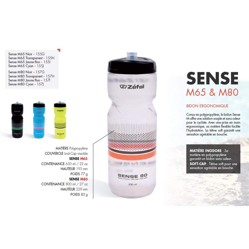 ZEFAL Unisex's Sense M Water Bottle, Black, 650ml