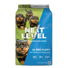 Next Level Super Premium Dog Food – HI-PRO Puppy – Dry Kibble for Dogs for Small Breeds at All Life Stages – 28% Protein, Beef, Pork, Fish, Chicken with Gluten Free Grains