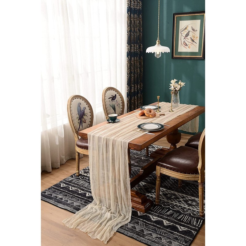 LOMOHOO CheeseCloth Table Runner 72Inches Long,Boho Gauze Table Runners,Rustic Table