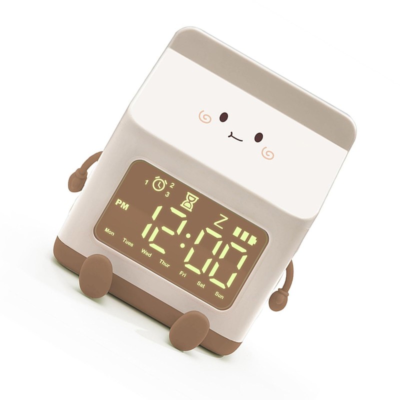 Cartoon Fun Milk Box Alarm Clock for Students, Digital Countdown
