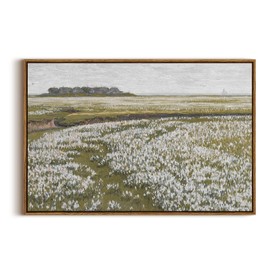 InSimSea Framed Canvas Wall Art Vintage Decor, Classical Grassland Paintings Large Wall Art, Meadow Full of Flowers Wall Hanging Decor for Living Room Farmhouse Bathroom, 20"x30"
