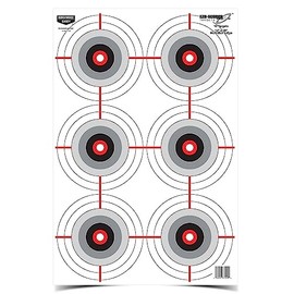 Birchwood Casey 12" x 18" Eze-Scorer Multiple Bull's-Eye Shoot-Up Brilliant White Paper Targets for Indoor and Outdoor Use, 10 Targets