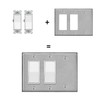 [2 Pack] BESTTEN 3-Gang Combination Metal Wall Plate with Ｗhite