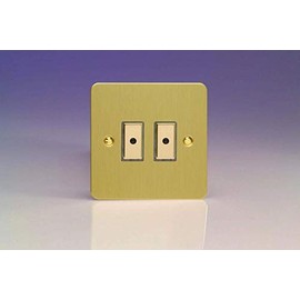 Varilight 2-Gang 1-Way Remote/Tactile Touch Control Master LED Dimmer Light Switch 2 x 0-100W (Max 10 LEDs) Brushed Brass JFBE102